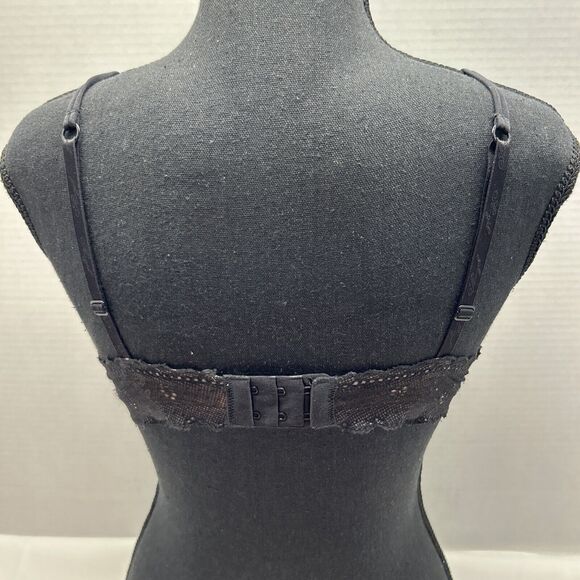 Victoria's Secret Angels Bra Black Lace Semi-Sheer Lightly Lined 34D - Picture 8 of 8